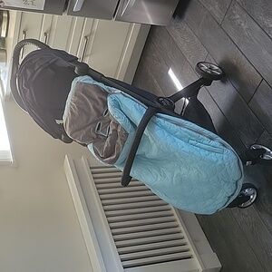 Stroller Footmuff & Liner in Light Blue and Gray